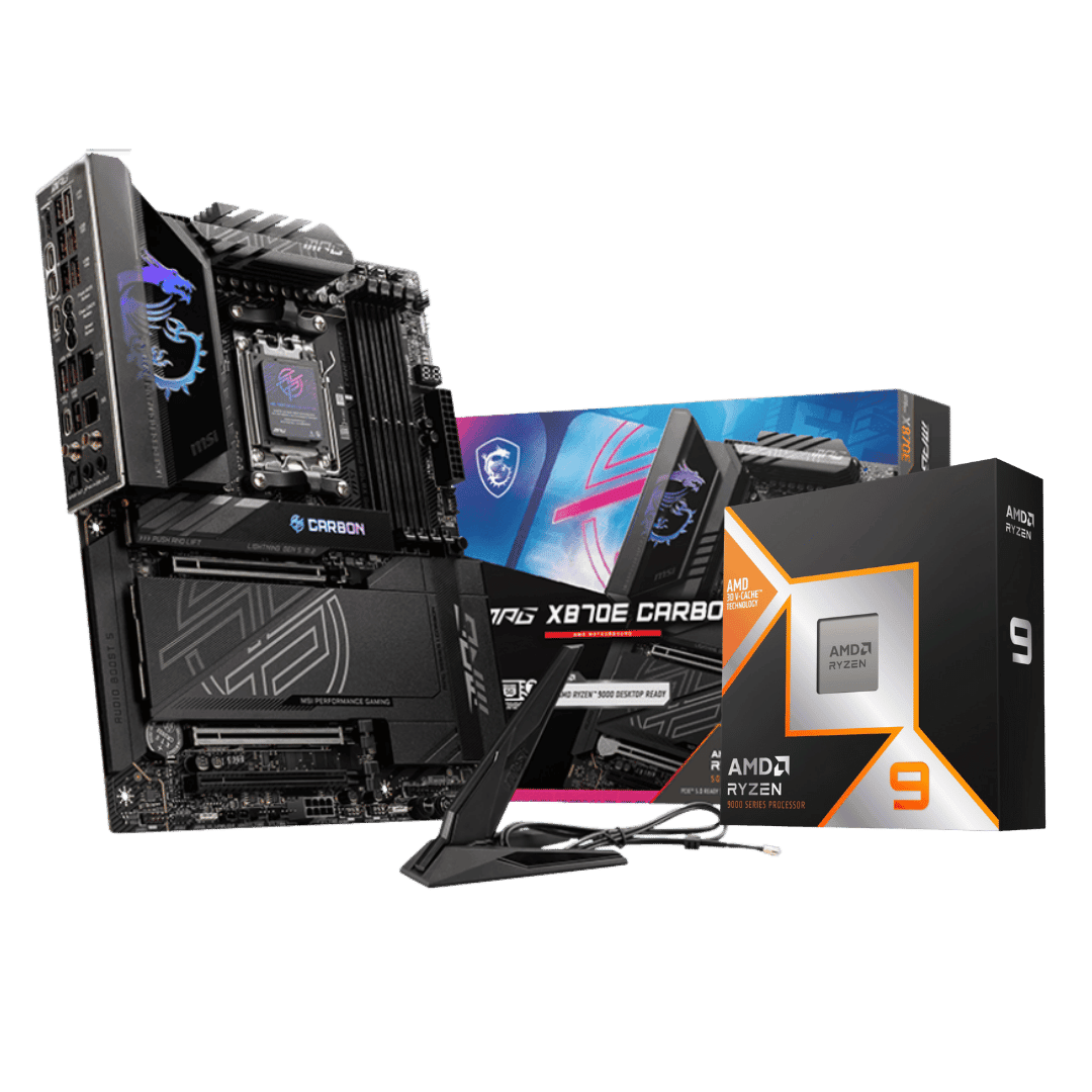 High-end Combo: MSI MPG X870E CARBON WIFI Motherboard | AMD Ryzen 7 9800X3D Processor  8 Cores / 16 Threads image