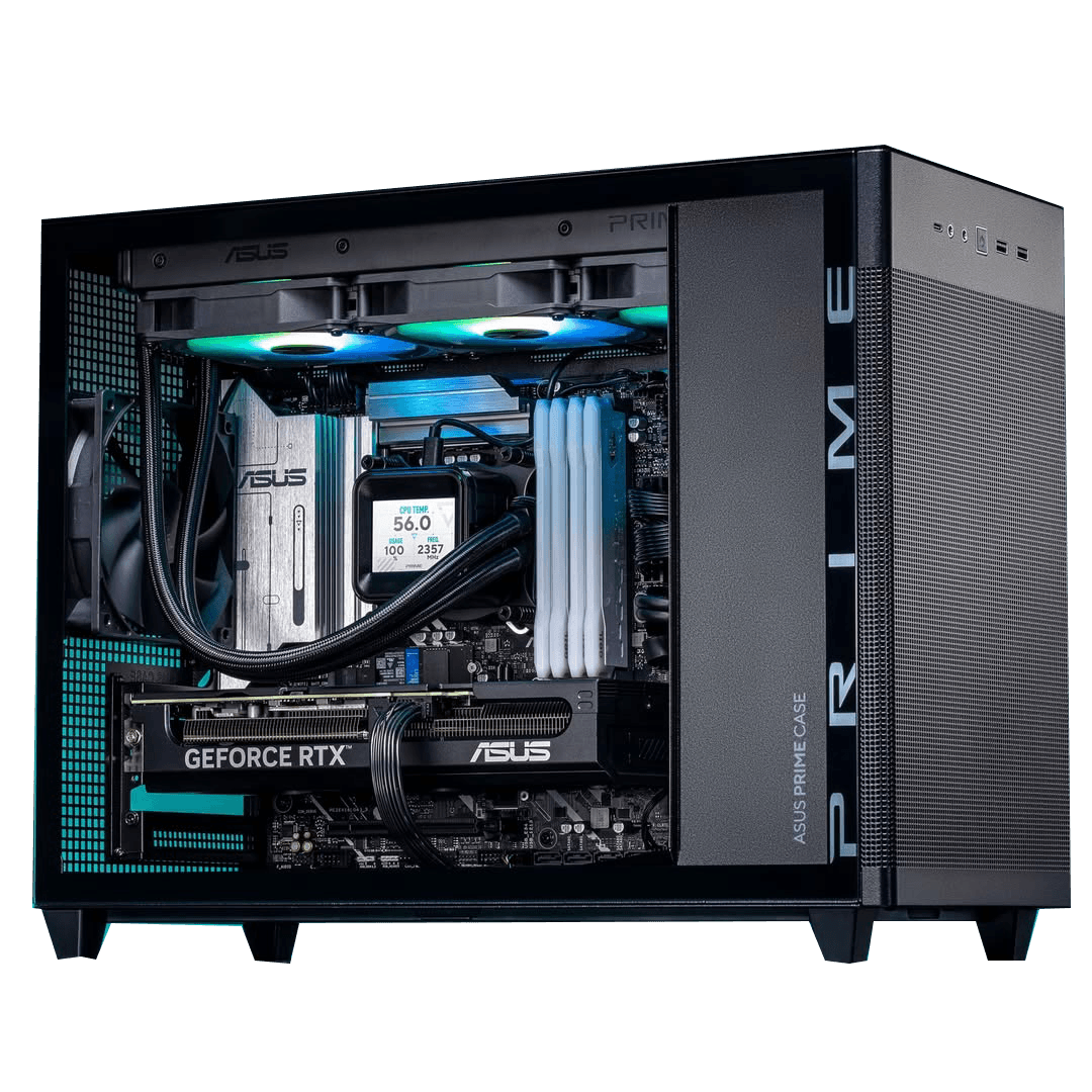ASUS Powered Gaming PC: Intel Core i7-12700K + ASUS DUAL RTX 5060 Ti OC 16GB, 64GB DDR4 3600MHz RGB, 1TB NVMe, 360mm LCD AIO, 750W Bronze, ASUS AP201 Mesh Case image