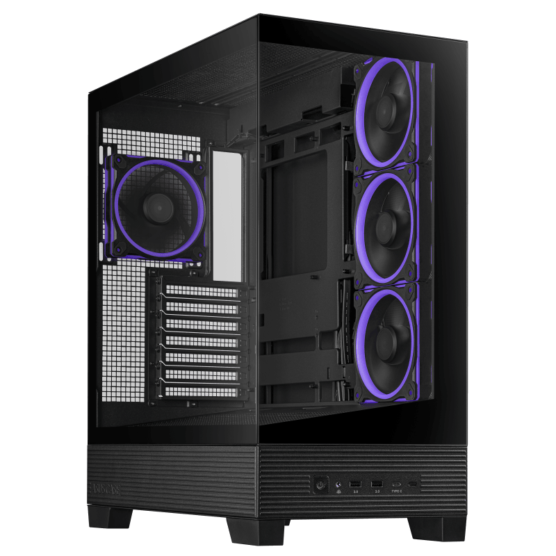 ASUS A31 PLUS Mid Tower ATX Case, 4X Pre-installed ARGB fans, Support Hidden-connector Mobo, 360mm Radiators, 380mm GPU, Clean cable management, Black | 90DC00R0-B19000 image