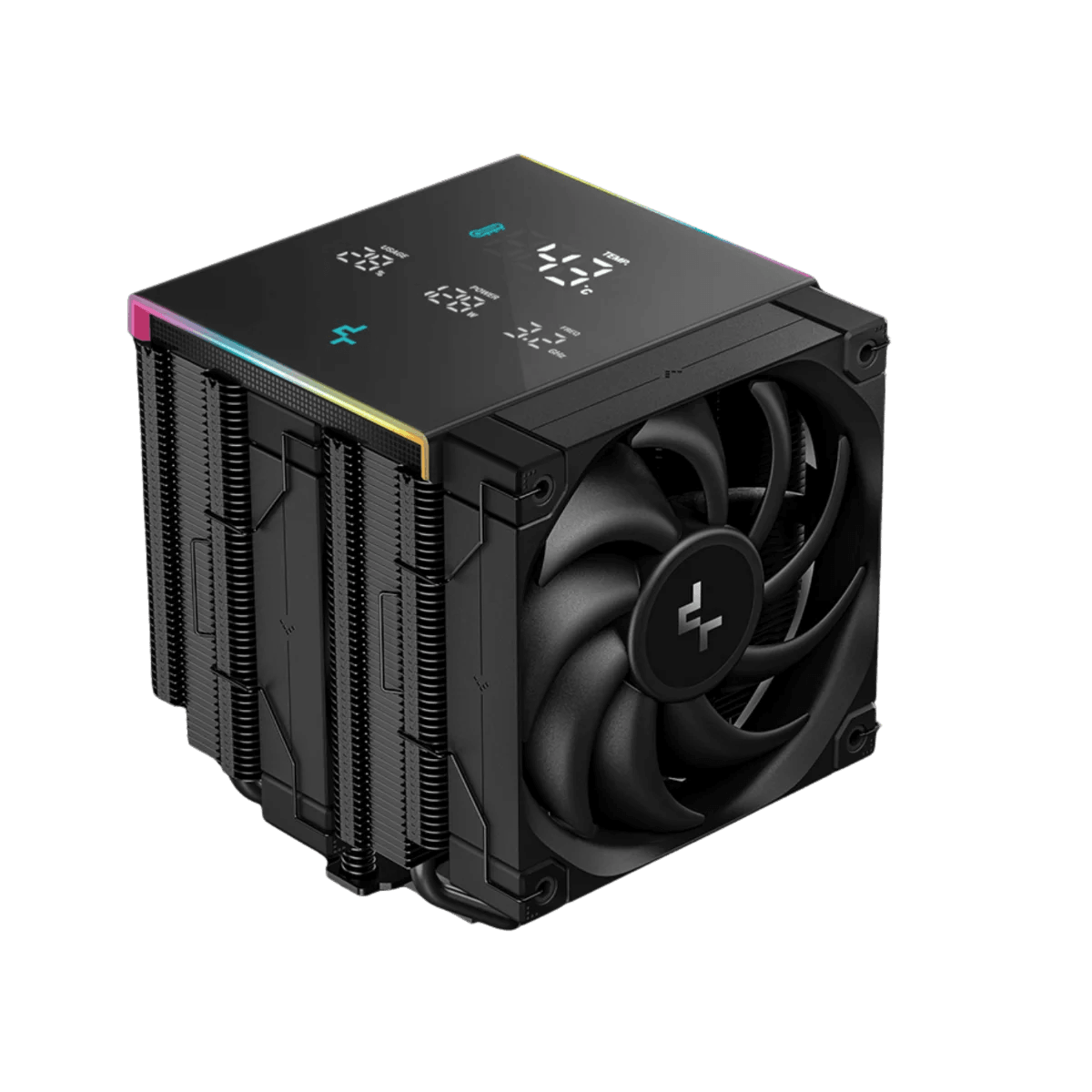 Deepcool AK620 DIGITAL PRO Air Cooler, Multi-data point screen, CTT 2.0 Heatpipe, 500~1750 RPM±10%, 60.89 CFM Fan Airflow, 2.91 mmAq  Fan Air Pressure, Fluid Dynamic Bearing, Black | R-AK620-BKAPMN-G image