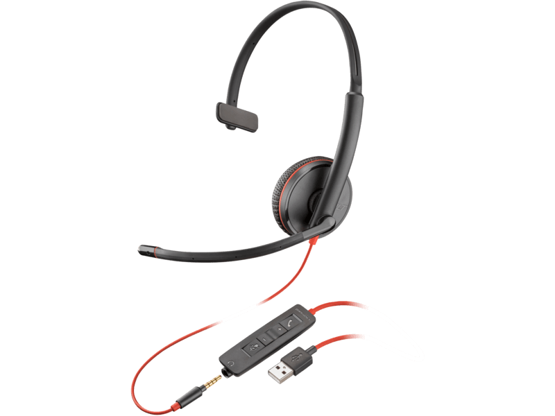 HP Poly Blackwire 3215 Monaural USB-A Wired Headset (Bulk), Noise cancelling Microphone, On-ear, Black | 80S06A6 image