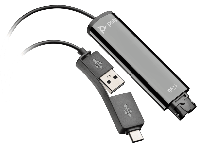 HP Poly DA75 USB to QD Black Adapter TAA, Compatible with Poly Soundstation 2, Poly Soundstation IP 600, Poly Soundstation Duo, Poly Trio C60, Poly Trio 8800, Poly Trio 8300, Poly Trio 8500 | 786C6AA image