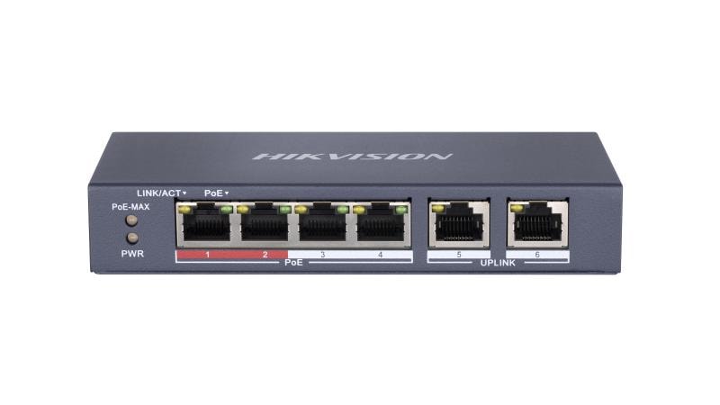 Hikvision DS-3E0106P-E/M 4 Port Fast Ethernet Unmanaged POE Switch image