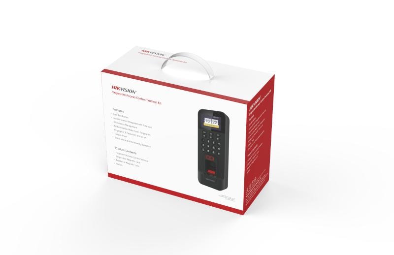 Hikvision DS-K1T804 Series Fingerprint Access Control Terminal Kit, Fingerprint terminal: DS-K1T804MF x1, Magnetic Lock: DS-K4H258S x1, Magnetic Lock bracket: DS-K4H258-LZ x1, Push button: DS-K7P01 x1 image