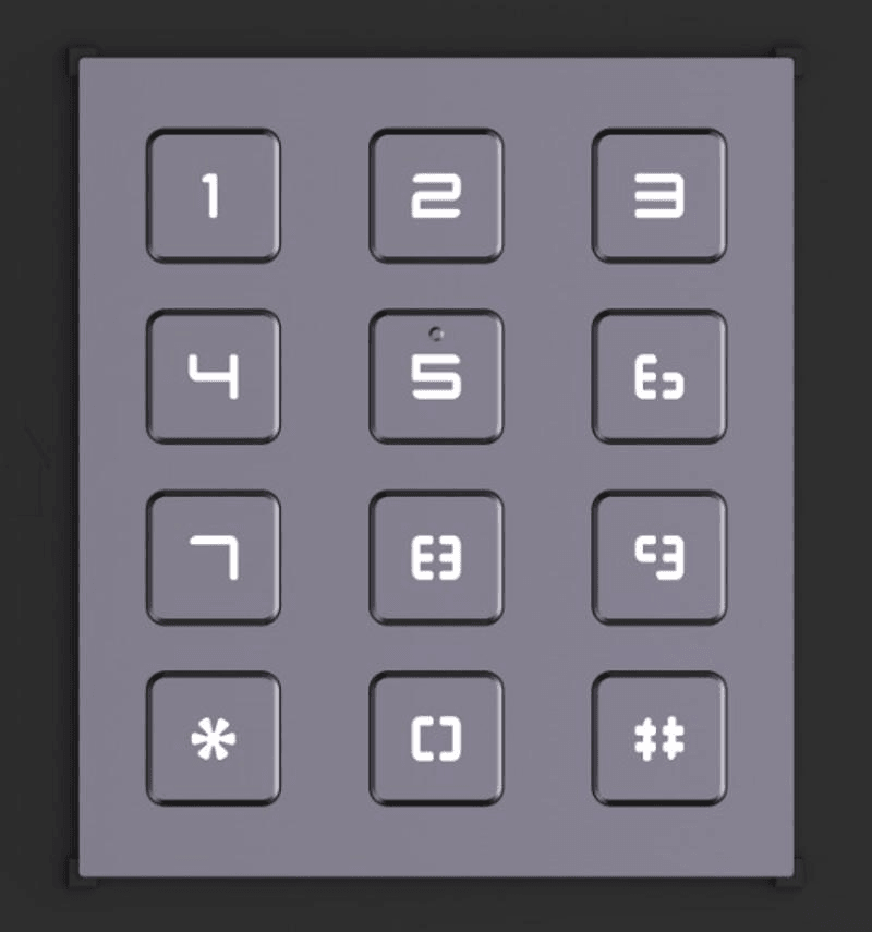 Hikvision DS-KD-KP KD8 Series Pro Modular Door Station, Keypad module of modular door station, Supporting input pin code to open door, call indoor station, IP65 & IK07, Easy to use and extend, Backlight compensation behind the keypad buttons image