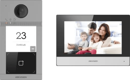 Hikvision IP Video Intercom Kit, Standard PoE, Noise Suppression & Echo Cancellation, WiFi & Ethernet, Config Remotely Via Web, TF Card Storage, 2-Way Audio Communication, Gray | DS-KIS604-P-C  VIDEO INTERCOM KIT  ONE INDOOR ONE OUTDOOR image