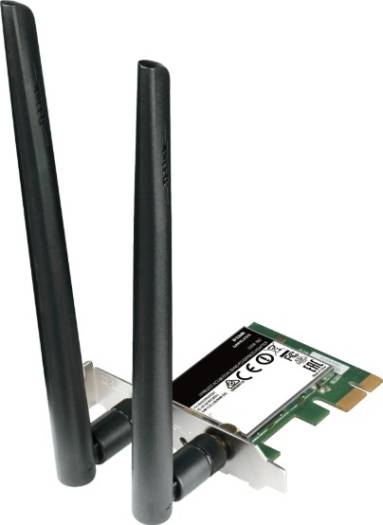 D-Link Wireless AC1300 Dual Band PCIe Desktop Adapter, 1300 Mbps, Black | DWA-582 image