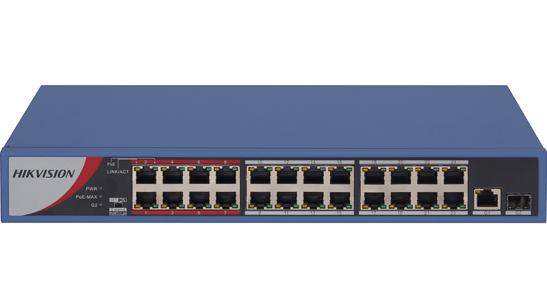 Hikvision DS-3E0326P-E/M(B) 24 Port Fast Ethernet Unmanaged POE Switch, Up to 300 m Long Range PoE Transmission. image