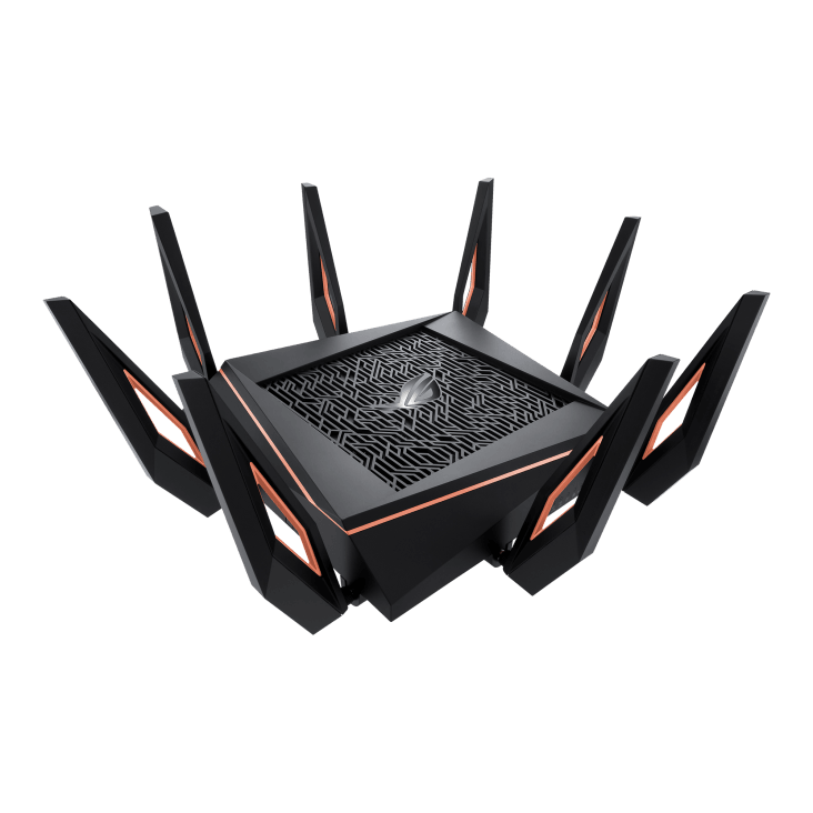 Asus ASUS ROG Rapture GT-AX11000, Tri-Band 10 Gigabit WiFi Router, Aiprotection Lifetime Security, AiRmesh Compatible for Mesh WIFI System, World???s first 10 Gigabit Wi-Fi router, Wifi 6, Wireless 802.11Ax | 90IG04H0-MU9G00 - product view 1 of 8