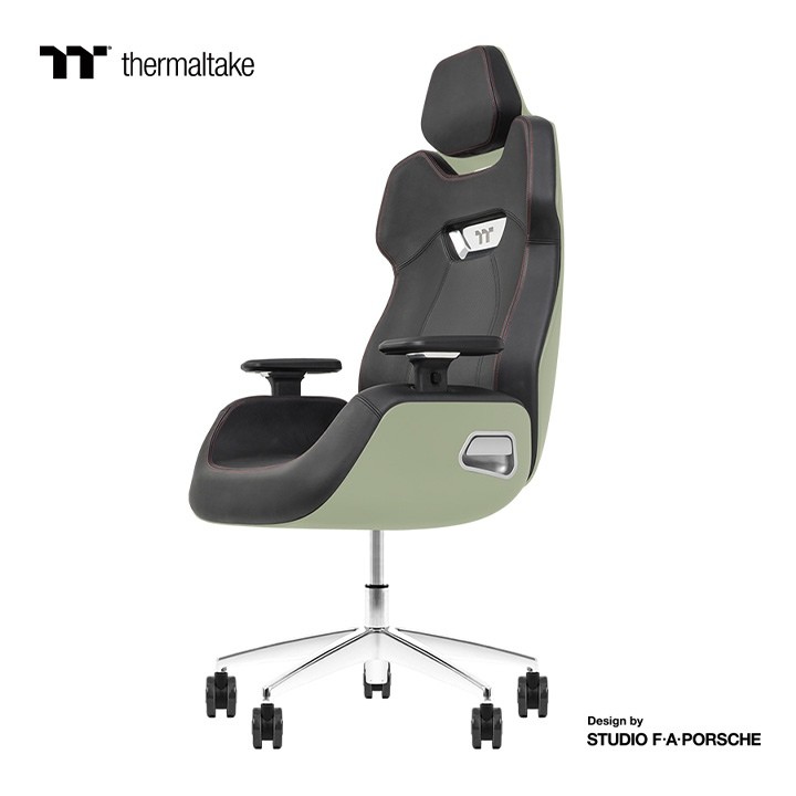 Thermaltake Argent E700 Real Leather Gaming Chair, Design by Studio F. A. Porsche, 4D Adjustable Armrests, Wire-Control Mechanism, 4 Gas Lift-Matcha Green - product view 1 of 6