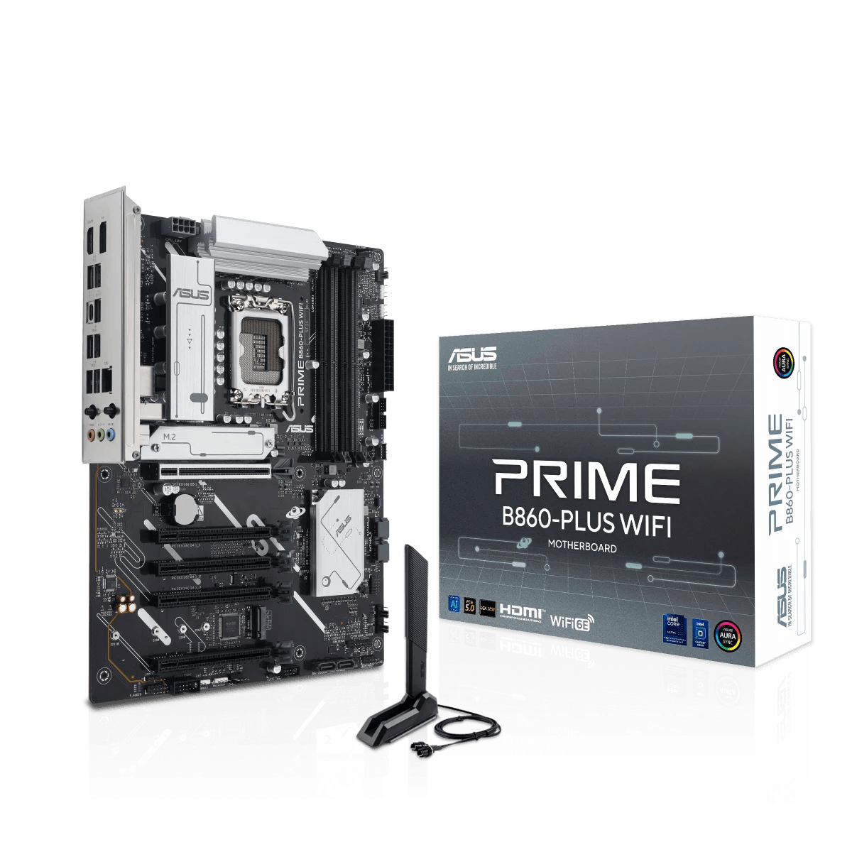 ASUS Prime B860-Plus WiFi LGA 1851 ATX Motherboard, Intel B860 Chipset, 4x DIMM DDR5 Slots, Up to 256GB Max Memory, 5x PCIe x16 Slots, 2x M.2 Slots, WiFi & BT Connectivity | 90MB1K50-M0EAY0 image