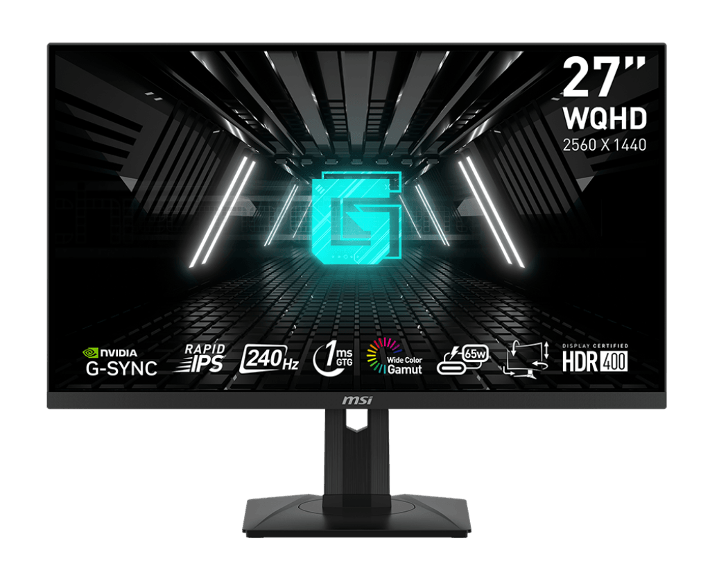MSI MSI G274QPX Gaming Monitor, 27" WQHD Rapid IPS, 240Hz Refresh Rate, 1ms (GtG) Response Time, NVIDIA G-Sync Technology, 1.07B Color Support, Narrow Edge-to-Edge Bezel, Black | 9S6-3CC29H-079 - product view 1 of 5