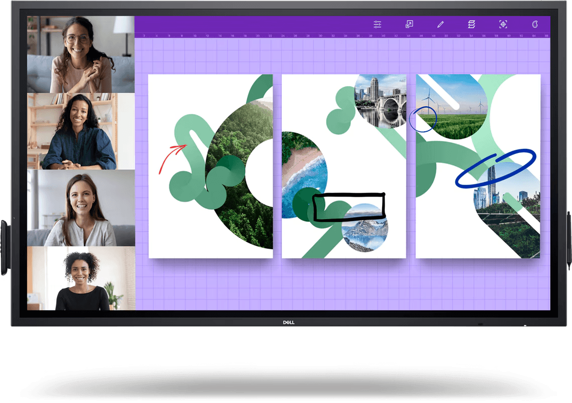 Dell 65 4K Interactive Touch Monitor, 3840 x 2160 UHD, IPS Panel, Touch Screen (multi touch), Palm-rejection, USB-C connectivity, Built-in Dual 20W speakers | P6524QT image