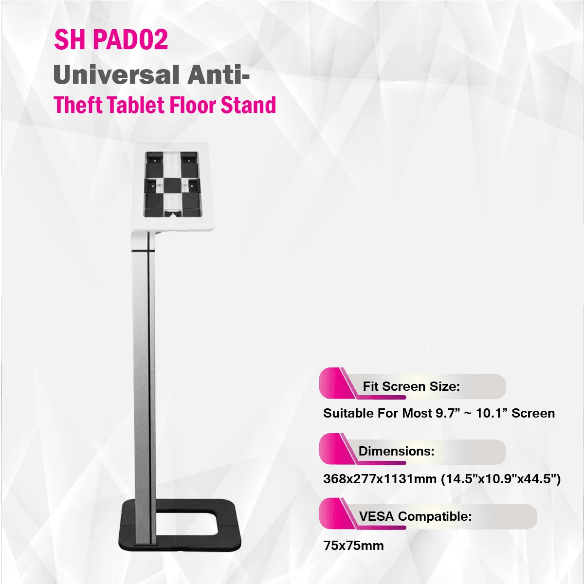 SKILLTECH SH PAD02 Universal Anti-theft tablet Floor Stand With Lock, Supports iPad, iPad Air, Samsung Galaxy Tab and most 9.7???-10.1??? Tablets | SH PAD02 image