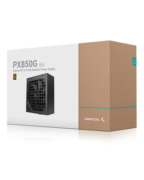DEEPCOOL Deepcool PX850G ATX Power Supply, ATX12V V3.0 Type, 850 Watts, 80 Plus Gold, Active PFC + Half Bridge SRC LLC + DC to DC, 135mm Fan Size, FDB Fan Bearing, Black | R-PX850G-FC0B-UK - product view 1 of 6