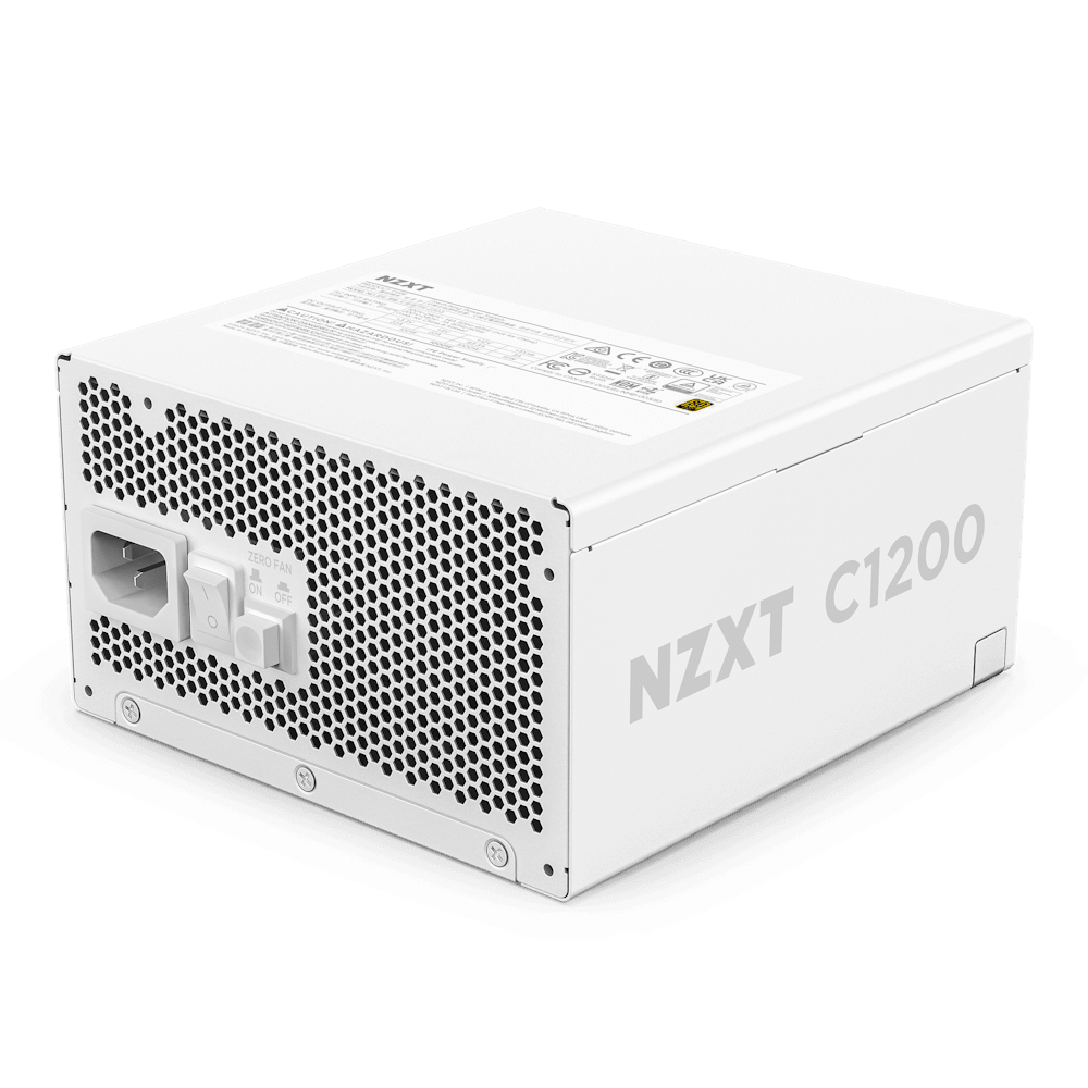 NZXT NZXT C1200 Gold ATX 3.1 1200 Watt 80 PLUS Gold Fully Modular Power Supply PSU, 135mm FDB Fan, Zero Fan Mode, 80+ Gold Certified, RTX 50 Series Ready, Japanese Capacitors, Heat-resistant 12V-2x6 connector, White | PA-2G2BW-UK - product view 1 of 6