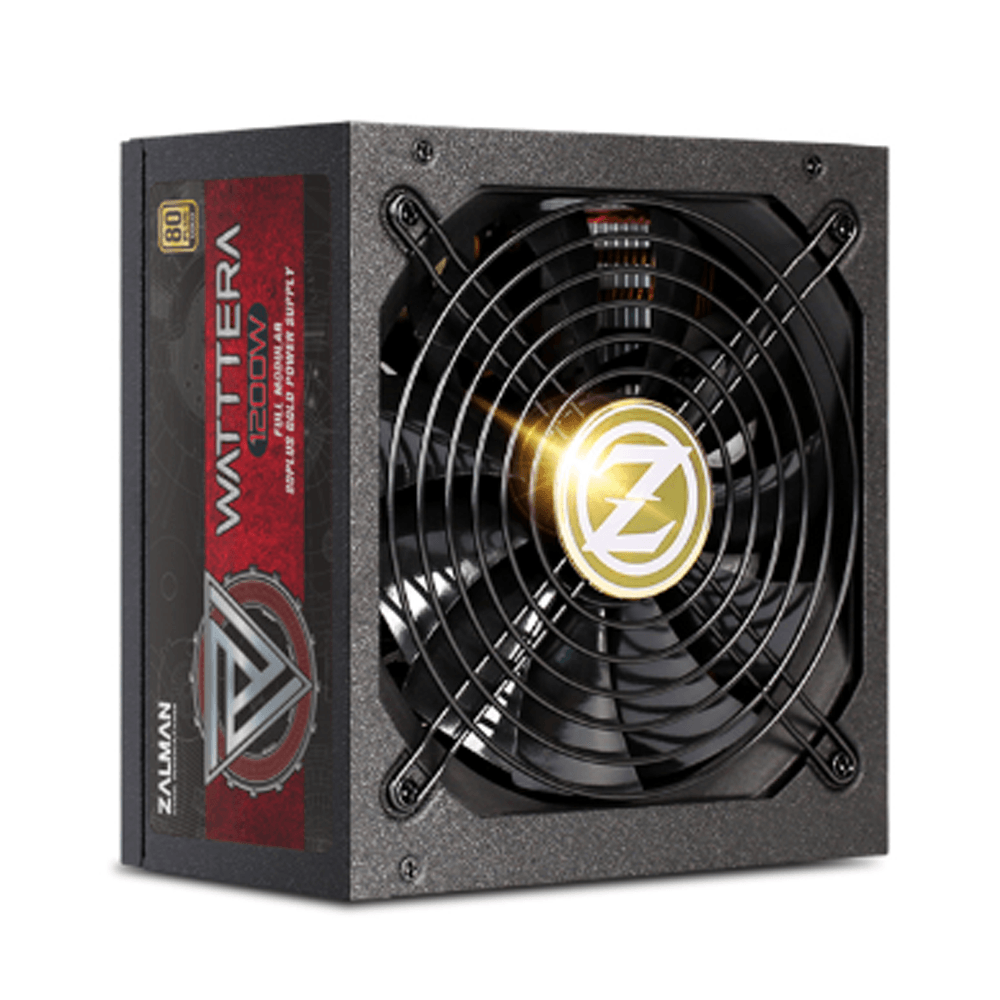 Zalman WATTTERA 1200W 80PLUS GOLD Power Supply, 99.9% Active PFC, +12V Output, Two Ball Bearing | ZM1200-EBTII image