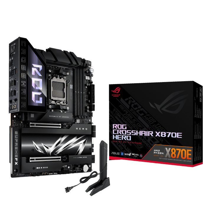 ROG X3D Bundle, AMD Ryzen 7 9800X3D Desktop Processor, ASUS ROG CROSSHAIR X870E HERO Motherboard image