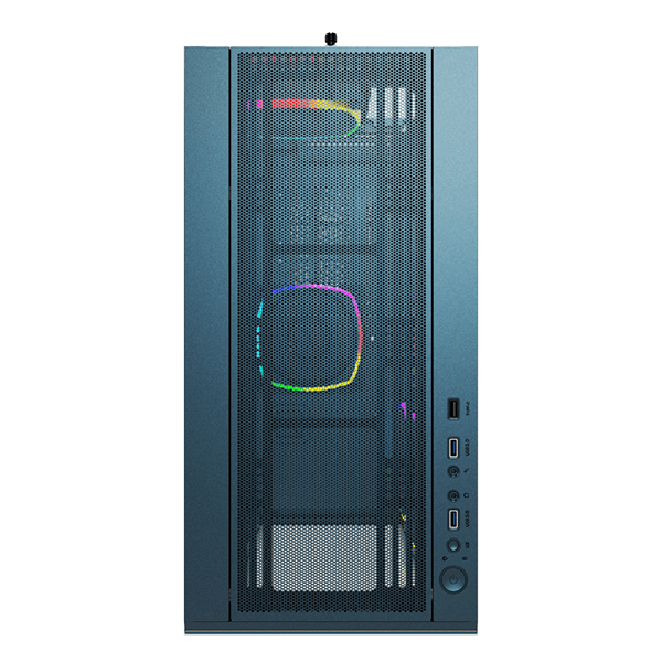 Montech SKY TWO Mid-Tower Case, High airflow performance, 4 high quality ARGB PWM fans, Flashy ARGB light party, MB Support Upto ATX, 7x PCI Slots, Dust Filters on Side,Bottom, Blue | SKY TWO image