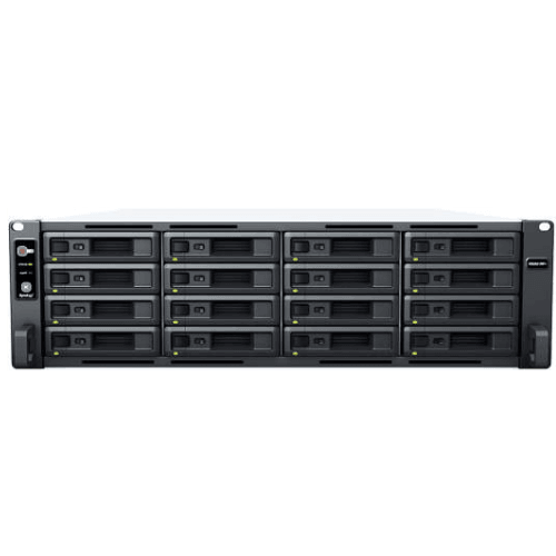 Synology RackStation 3U 16-Bay Rackmount NAS, AMD Ryzen V1500B CPU, 4GB DDR4 ECC Memory, 16 Drive Bays, 4x Gigabit Ethernet Ports, 2200 MB/s Read Speed, 1164 MB/s Write Speed, PCIe 3.0 | RS2821RP+ image