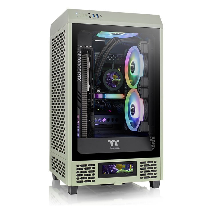 Thermaltake The Tower 200 Mini Computer Case, SPCC+Tempered Glass Material, Supports Up to 280mm Radiator, Up to 4 Fans Support, Removable Dust Filter-Matcha Green - product view 1 of 6