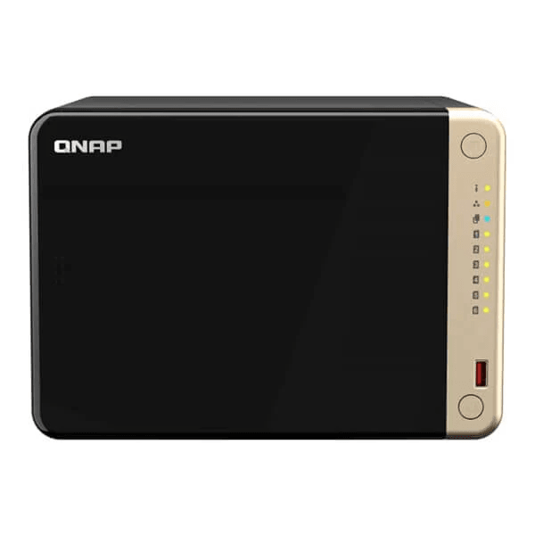 QNAP-TS-664 4GB 6BAY, Intel quad-core dual-port 2.5GbE NAS supports M.2 SSD caching and PCIe expandability for, |UPC 885022023554 - product view 1 of 5