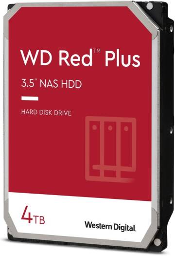 WD Red Plus 4TB SATA 6Gb/s 3.5" NAS Hard Disk Drive, Up to 180 TB/yr Workload Rate, 5400 RPM Class, 256MB Cache, 3D Active Balance Plus, NASware Firmware for Compatibility | WD40EFPX image