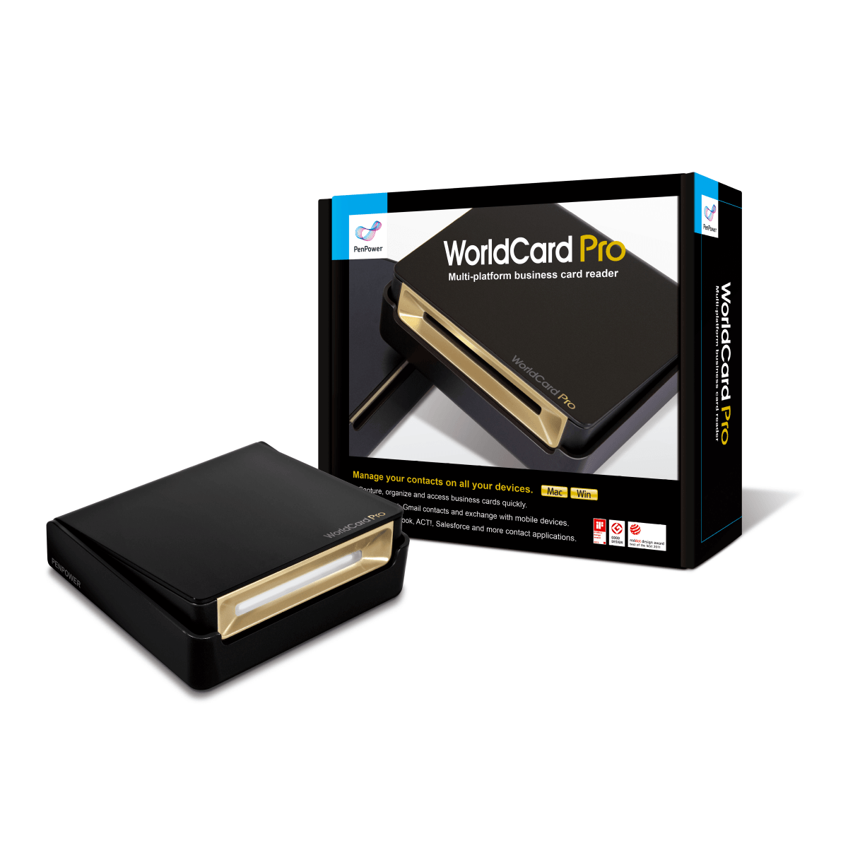 Penpower WorldCard Pro Business Card Reader and Scanner, Windows & Mac Compatible, Black | WCU02A image