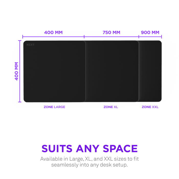 NZXT Zone XL Cloth Gaming Mousepad, Spill-Resistant, L 750 mm (29.53 in), W 400 mm (15.75 in), Micro-weave cloth, Black | MM-XLGSP-BK image