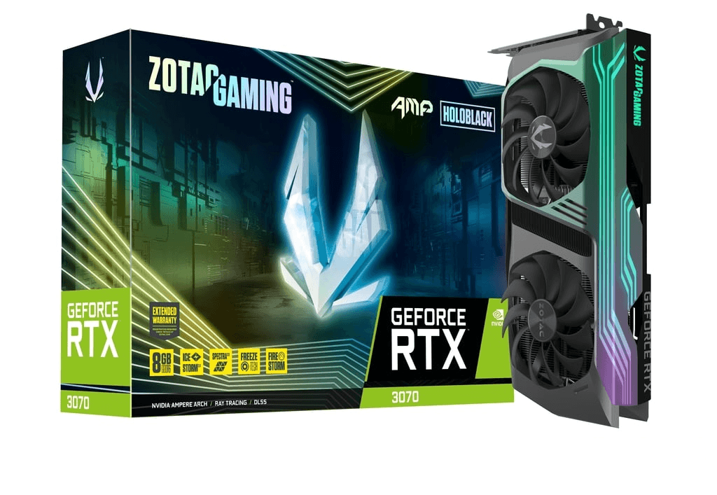 ZOTAC ZOTAC GAMING GeForce RTX 3070 AMP Holo LHR - 8GB GDDR6 Graphic Card, 256Bit, PCI Express4.0, 3 x DisplayPort 1.4a, 1x HDMI 2.1, (up to 7680x4320@60Hz) Graphics Card | ZT-A30700F-10PLHR - product view 1 of 7