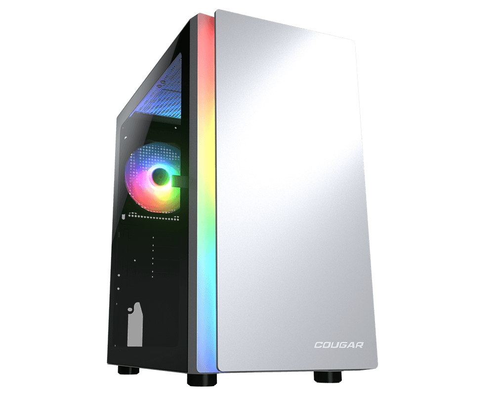 Cougar Purity RGB Mini Tower Case, 3mm Hinged Tempered Glass Panel, 1x Pre-Installed aRGB Fan, Up to 5xFan & 240mm Radiator Support, White | 385PC40.0002 image