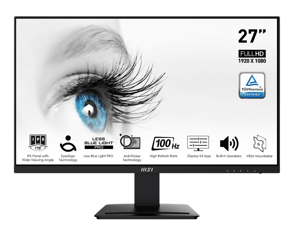 MSI PRO MP273A 100HZ EYE CARE  WITH SPEAKER  MONITOR | 9S6-3PB4CH-070 image