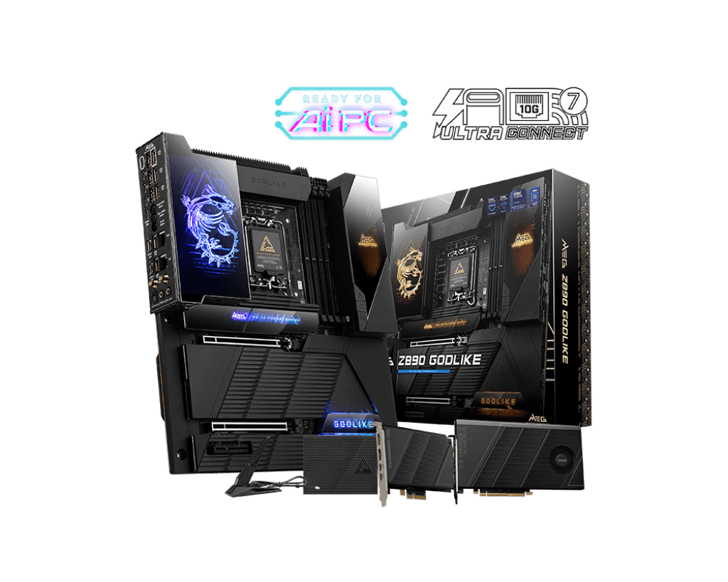 MSI MEG Z890 GODLIKE LGA 1851 E-ATX Motherboard, Intel Z890 Chipset, 4x DDR5 UDIMM Slots, Up to 256GB Max Memory, 2x PCI-E x16, 8x M.2 Slots, Wi-Fi & BT Connectivity | 911-7E21-002 image