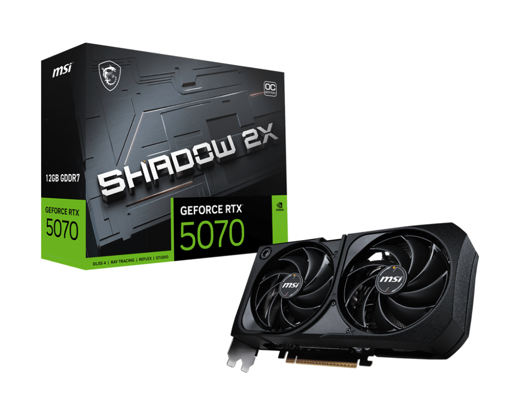 MSI GeForce RTX 5070 12G SHADOW 2X OC Graphics Card, 12GB GDDR7 192-Bit Memory, 2542 MHz Boost Clock, 28 Gbps Memory Speed, PCI Express Gen 5 | 912-V532-011 image