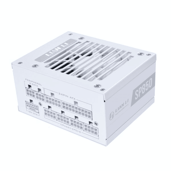 Lian li SP850 V2 White Fully Modular SFX Power Supply, ATX 3.1 & PCIe 5.0 Ready, Compact 125×100×63.5 mm, 80 Plus Gold, 92mm FDB fan with ZERO RPM | G9P.SP0850G.W000.UK image