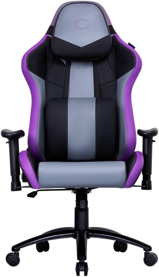 Caliber R3 Purple Gaming Chair, Ergonomic 180° Recline, Memory Foam Cushions, 2D Adjustable Armrests, Reinforced Steel Frame, Class 4 Gas Lift, Premium PU Leather, Adjustable Lumbar & Headrest, Heavy-Duty Durable Seat for PC & Office | CMI-GCR3-PR image