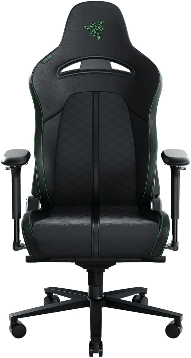 Razer Enki Gaming Chair: All-Day Gaming Comfort - Built-in Lumbar Arch - Optimized Cushion Density - Dual-Textured, Eco-Friendly Synthetic Leather - Reactive Seat Tilt & 152-Degree Recline - Green | RZ38-03720100-R3G1 image