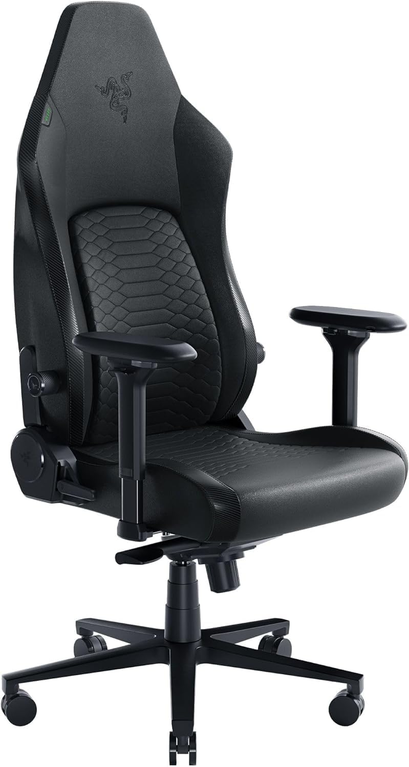 Razer Iskur V2 Gaming Chair, Adaptive Lumbar Support, Adjustable Lumbar Curve, High Density Foam Cushions, Reactive Seat Tilt &152-degree Recline, 4D Armrests, Synthetic Leather - Black | RZ38-04900200-R3G1 image