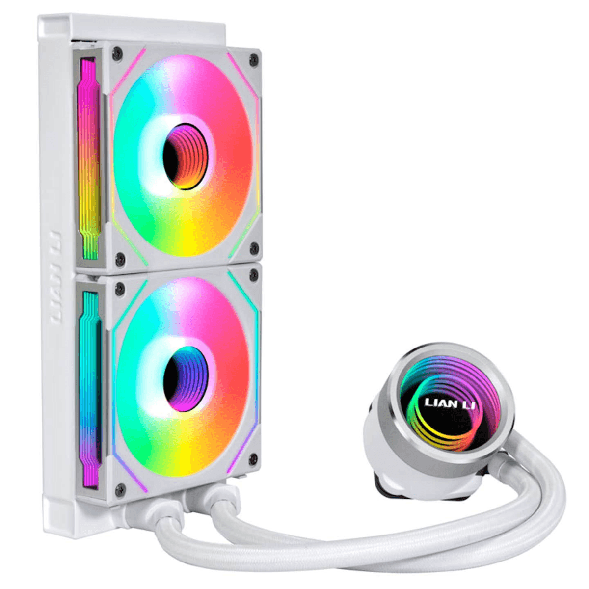 Lian Li Galahad II Trinity Liquid CPU Cooler, 240mm, 2x 120mm SL-Infinity Fans, 3200RPM Pump Speed, 61.3CFM Fan Airflow, 2100RPM Fan Speed, Fluid Dynamic Bearing, White | GA II-240SL-INF-White image