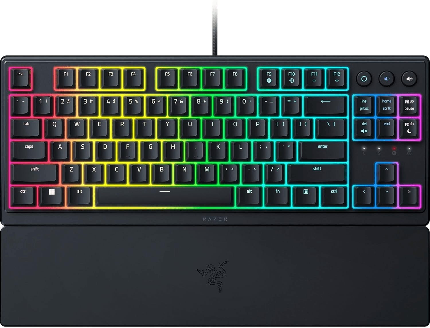 Razer Ornata V3 TKL Low Profile Gaming Keyboard, Mecha-Membrane Switches, 1000 Hz Ultrapolling, 8 Chroma RGB, UV-Coated ABS Keycaps, Braided Fiber Cable, Black | RZ03-04880100-R3M1 image