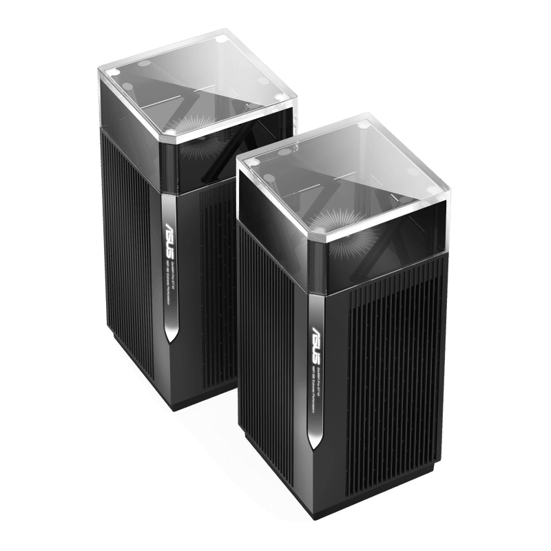 Asus ZenWiFi Pro ET12 AX11000 Tri-Band WiFi 6E Router, Up to 11Gbps Data Rate, Coverage up to 6000 Sq.ft, Dual 2.5G Ports, AiMesh, Included Lifetime Internet Security, 2 Pack, Black | 90IG05Z0-MO3A20 image