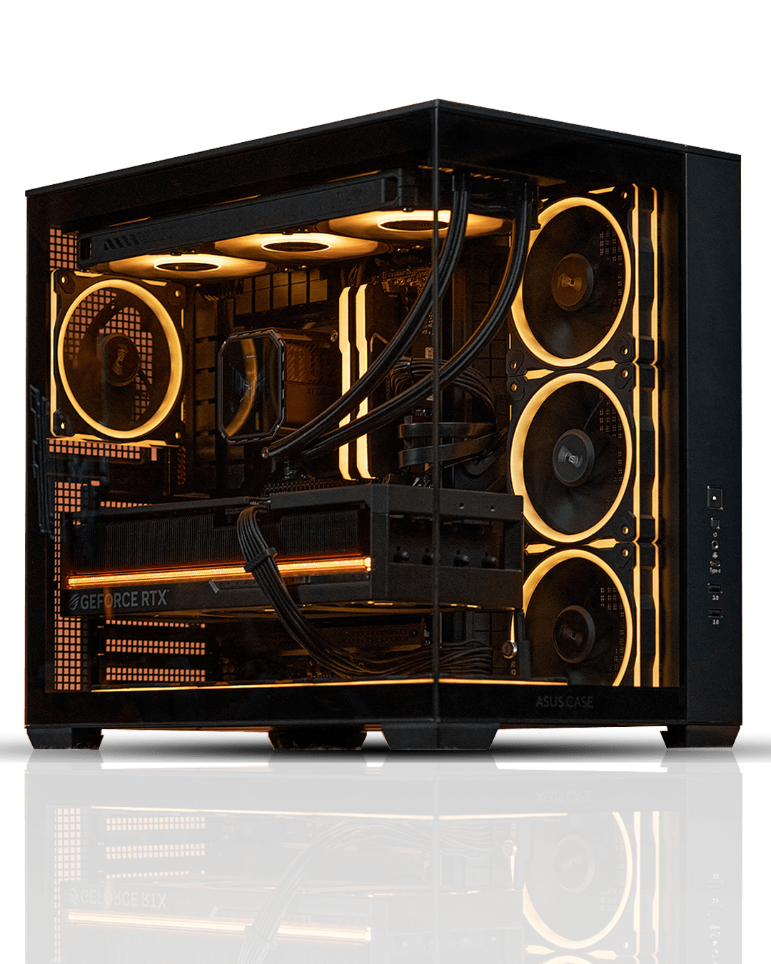 Gaming PC Powered By ASUS, AMD Ryzen 9 9950X3D, PRIME RTX 5080 GDDR7 16GB OC, RGB DDR5 6000MHz CL30 64GB (2x32GB), 990 PRO 2TB, Liquid CPU Cooler, 850W image