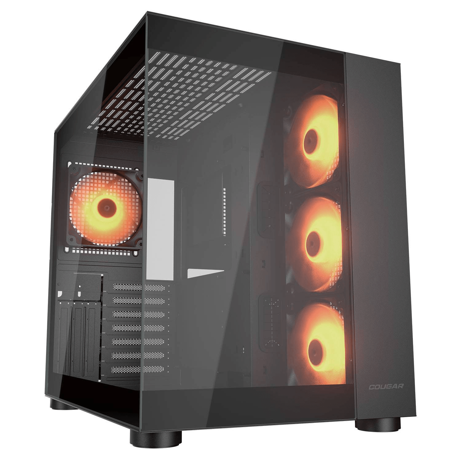Cougar FV150 RGB Mid Tower ATX Computer Case, 4x Pre-installed Fans, Supports Motherboard Upto Max. ATX, Cooler Upto 360mm, GPU Upto 400mm, Black | 385KA10.0005 image