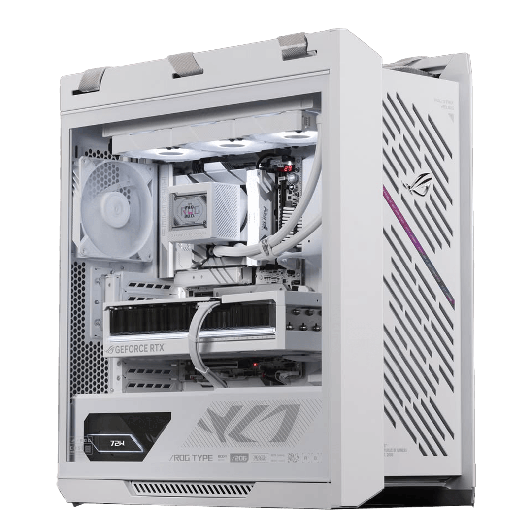 Ultimate ROG Gaming PC (White Edition) Powered By ASUS, Ryzen 7 9800X3D, ASUS ROG RTX 5090 32GB White OC, 64GB DDR5, 2TB Gen 5, 1200W Platinum image