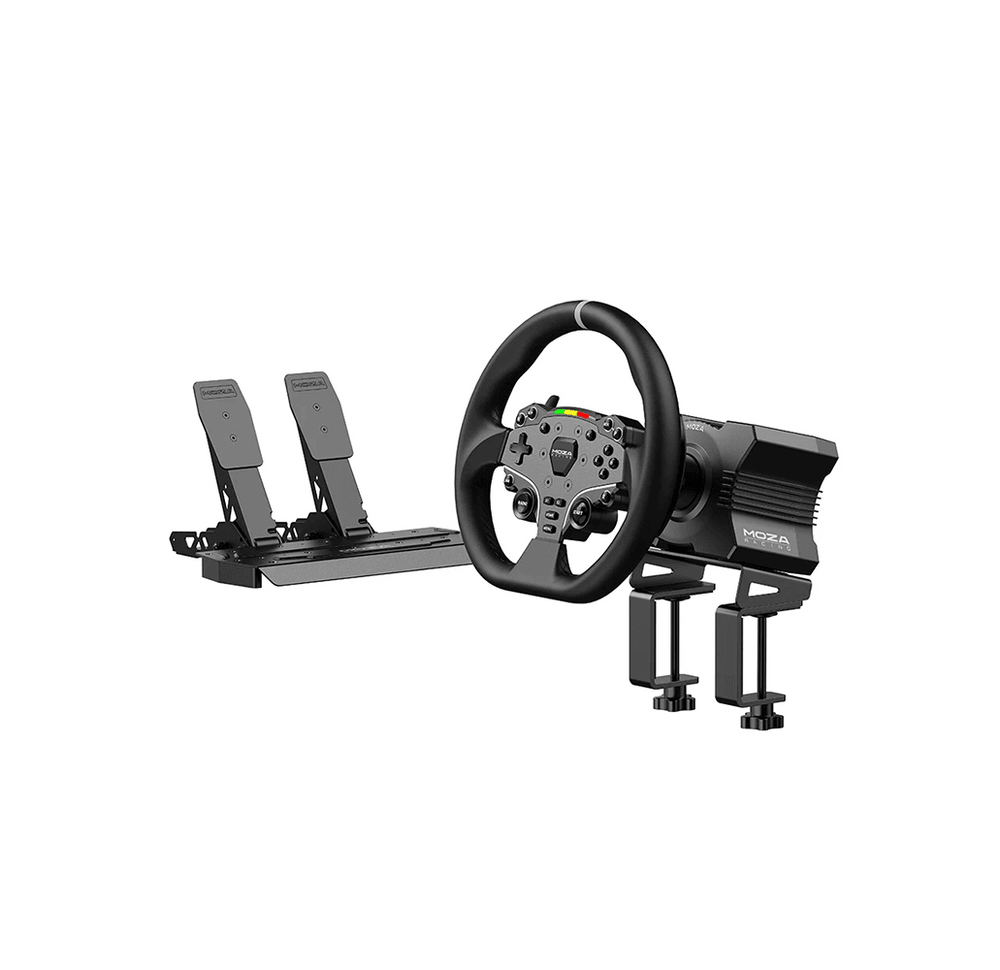 MOZA R5 Direct Drive Racing Simulator Bundle, 5.5 Nm Torque, ES Steering Wheel, Adjustable Pedals, Microfiber Leather image