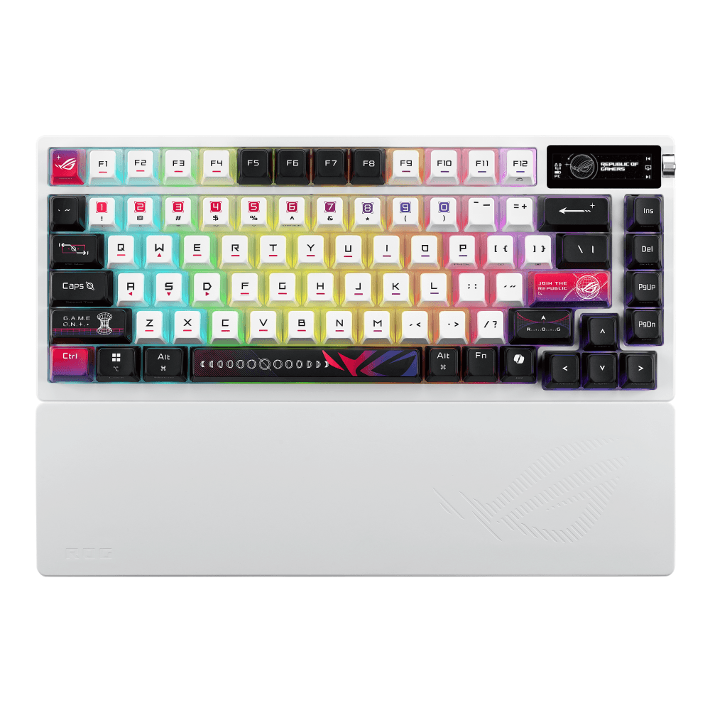 ASUS ROG Azoth X Wireless White Gaming Keyboard, 75% Gasket Mount, Special Dye-sublimated Keycaps, 5-Layer Dampening, Hot-Swap ROG NX V2 Switches, Stellar Keycaps | 90MP044F-BKCA30 image