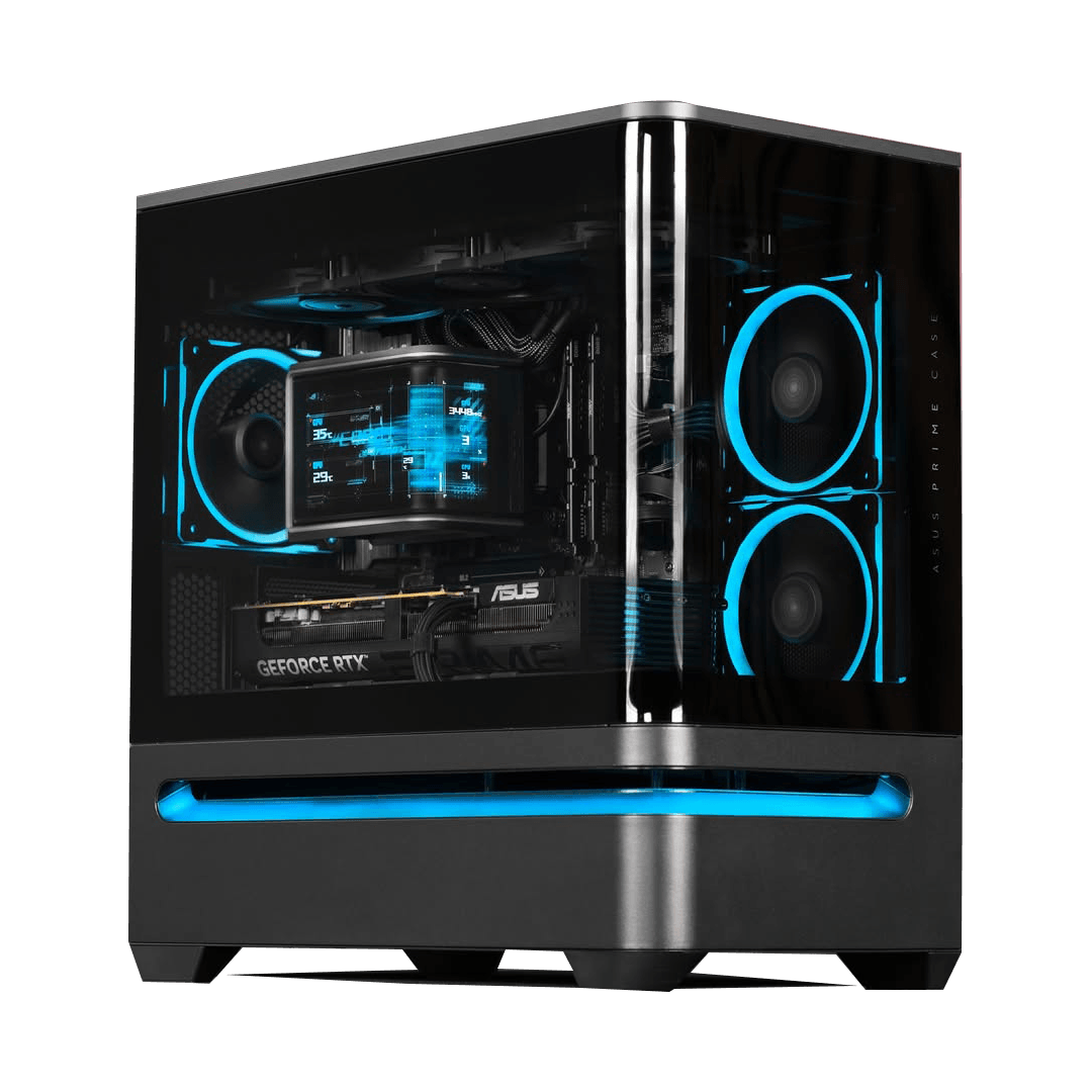 High-Performance Gaming PC: AMD Ryzen 7 9800X3D + ASUS PRIME RTX 5070 OC 12GB GDDR7, 32GB DDR5 6400MHz RGB, 1TB Samsung 990 PRO NVMe SSD, ROG Ryuo IV 2K AMOLED Curved LCD AIO, 850W Gold PSU, WiFi 6E, ASUS Prime AP202 ARGB Black image