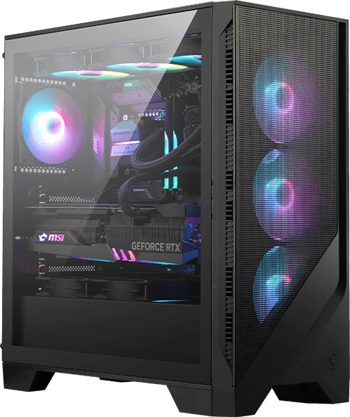 MSI Powered Ultimate Gaming PC, AMD Ryzen 7 9700 Up to 5.5 GHz, RTX 5070 Ventus 2X OC 12GB, 32GB (2x16GB) 6000MHz, 1TB NV2 NVMe,  AIO Liquid Cooler, 850W, WiFi image