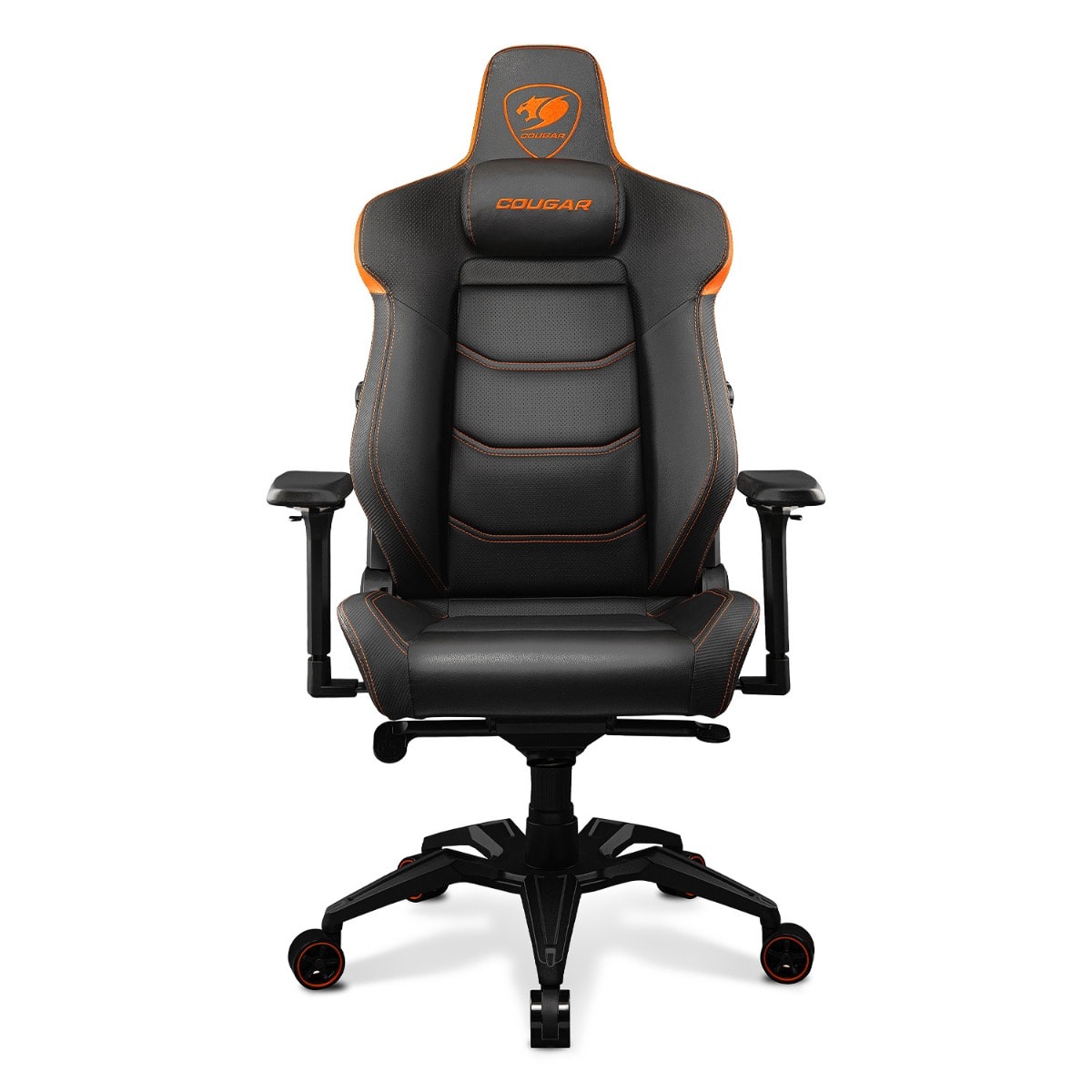 COUGAR ARMOR EVO Gaming Chair, Magnetic neck pillow memory foam, Breathable PVC leather, Full steel frame for sturdy support, 4D adjustable armrest, 5-star base and extra-size wheels, Support up to 160kg, Black | 3MEVOORB.0001 image