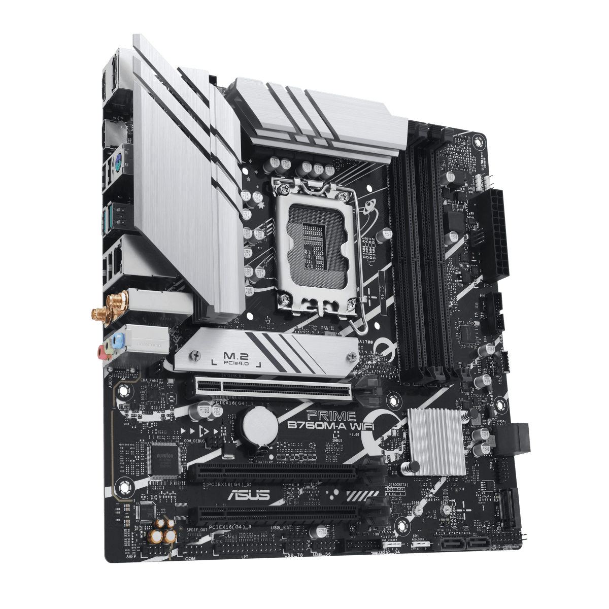 ASUS PRIME B760M-A WIFI LGA1700 mATX Motherboard, Intel B760 Chipset, 4x DDR5 DIMM, Support up to 128GB Memory, Wi-Fi 6 / 2.5Gb ETH / PCIe 4.0, USB 2.0 / 3.2 Type-C, 2*M.2, HDMI/DP | 90MB1EL0-M0EAY0 image